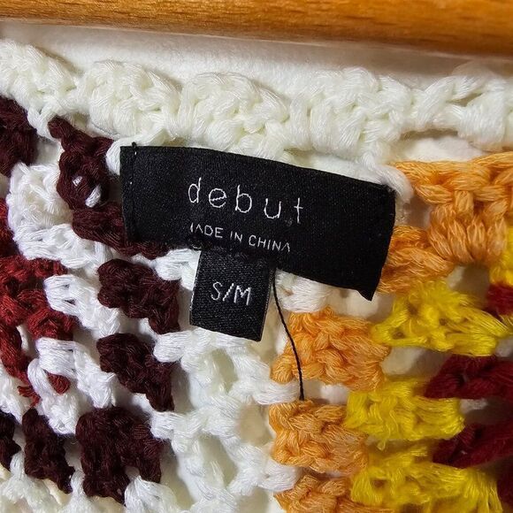 EUC DEBUT MULTICOLOR BOHO CROPPED CROCHET TOP SIZE SMALL / MED - Picture 11 of 14